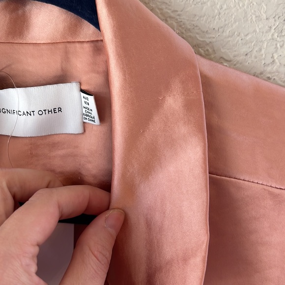 Significant Other Emile Top Papaya Pink Satin Long Sleeve - Picture 9 of 10